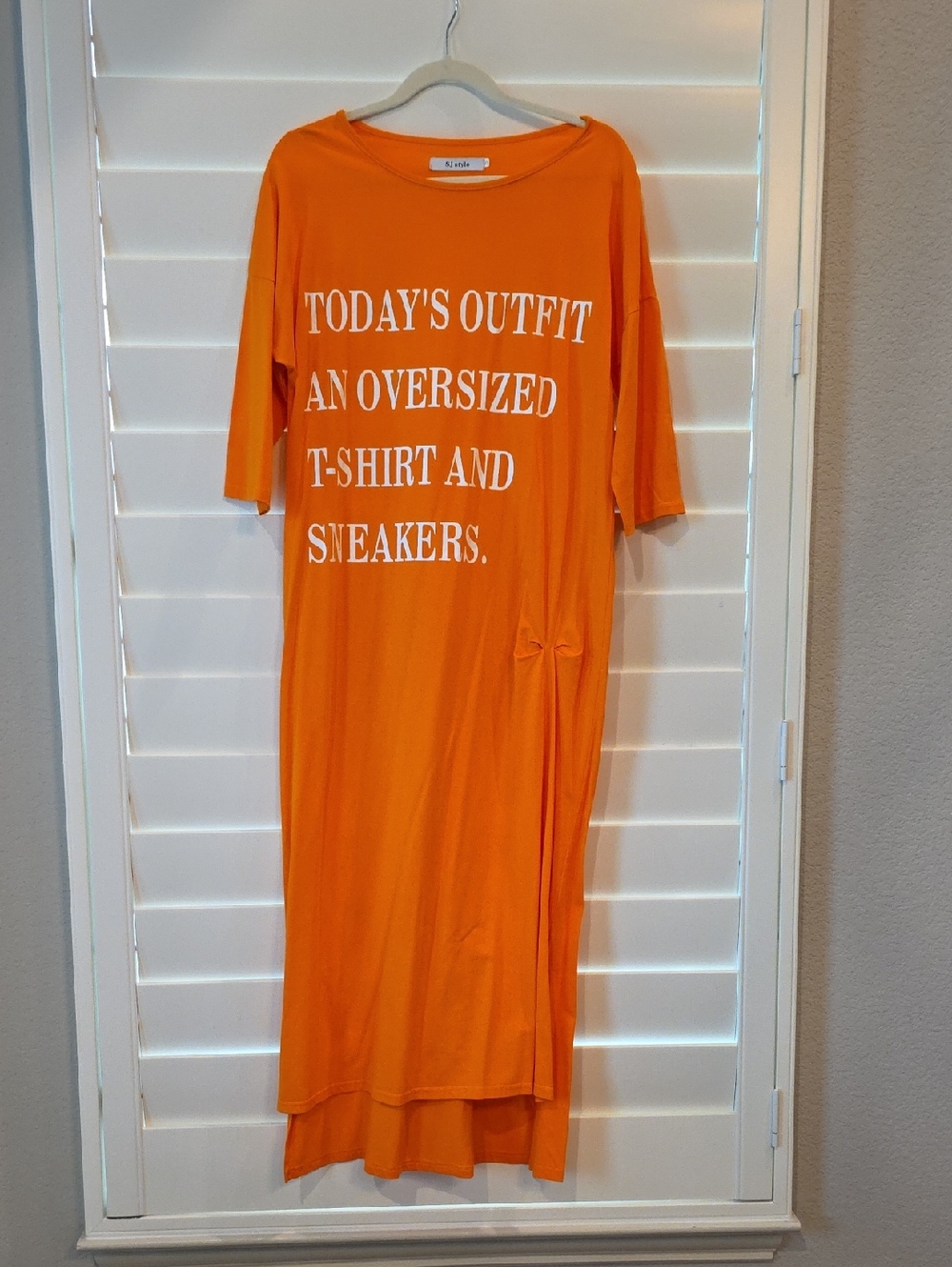 New Orange Oversized Graphic T-Shirt Dress